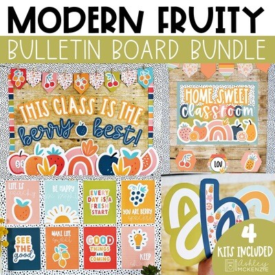 Modern Fruity Bulletin Board, Posters, A-Z Bulletin Board Letters, and Door Decor Mini Bundle