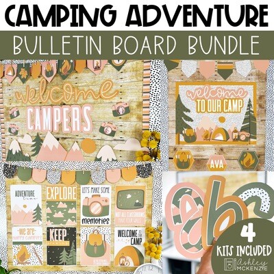 Camping Adventure Bulletin Board, Posters, A-Z Bulletin Board Letters, and Door Decor Mini Bundle