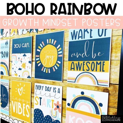 Boho Rainbow Classroom Posters - Editable!