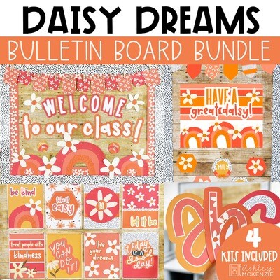 Daisy Dreams Bulletin Board, Posters, A-Z Letters, and Door Decor Bundle