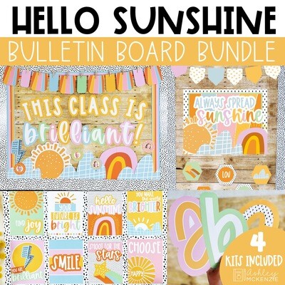 Hello Sunshine Bulletin Board, Posters, A-Z Bulletin Board Letters, and Door Decor Bundle