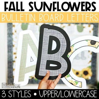 Fall Sunflowers A-Z Bulletin Board Letters, Punctuation, and Numbers