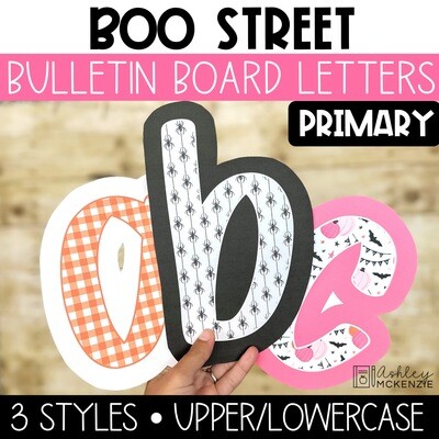 Halloween Boo Street Primary Font A-Z Bulletin Board Letters, Punctuation, and Numbers