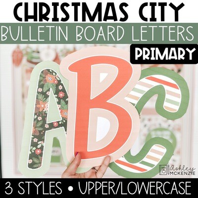 Christmas City Primary Font A-Z Bulletin Board Letters, Punctuation, and Numbers