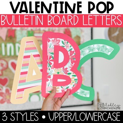 Valentine Pop A-Z Bulletin Board Letters, Punctuation, and Numbers