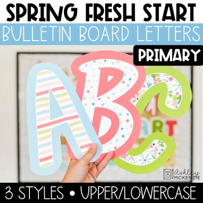 Spring Fresh Start Primary Font A-Z Bulletin Board Letters, Punctuation, and Numbers