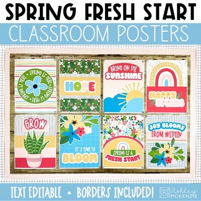 Spring Fresh Start Classroom Decor | Classroom Posters - Editable!