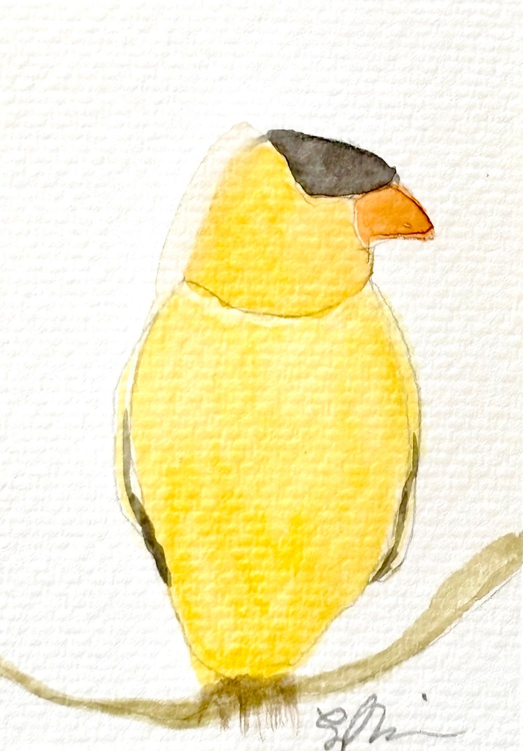 Whimsical Watercolor Painting - American Goldfinch