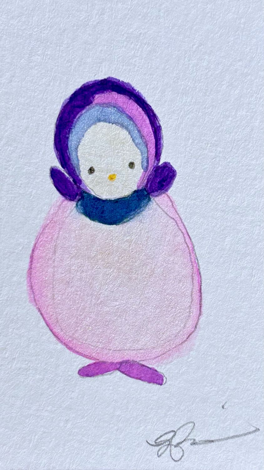 Joyful watercolor artwork celebrating bi-sexual queer community, hand-painted in purple, blue and pink in a playful style