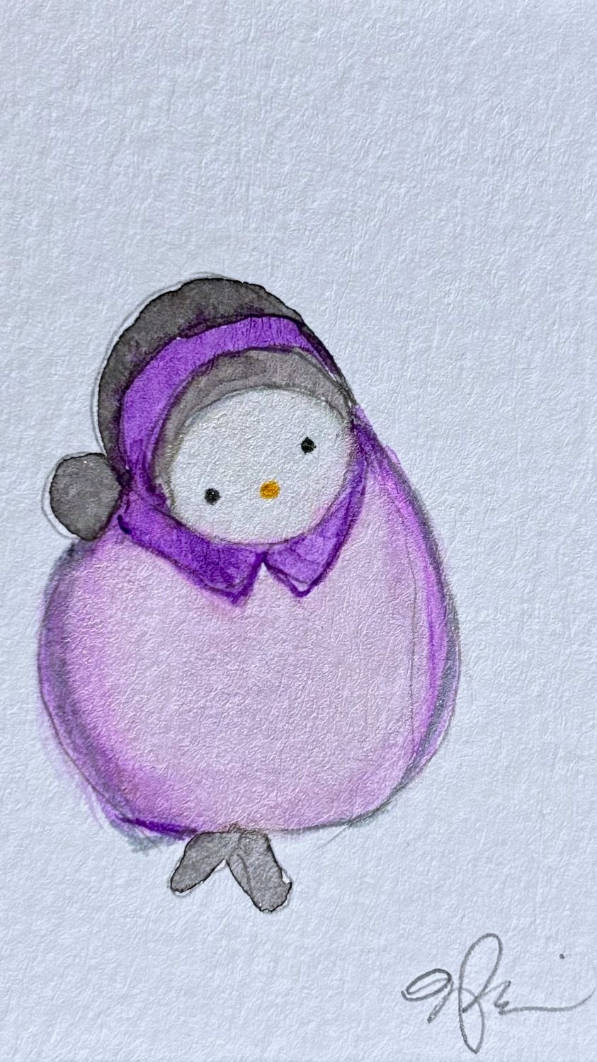 Joyful watercolor artwork celebrating ACE queer community, hand-painted in black, purple and grey in a playful style