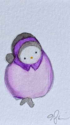 Joyful watercolor artwork celebrating ACE queer community, hand-painted in black, purple and grey in a playful style