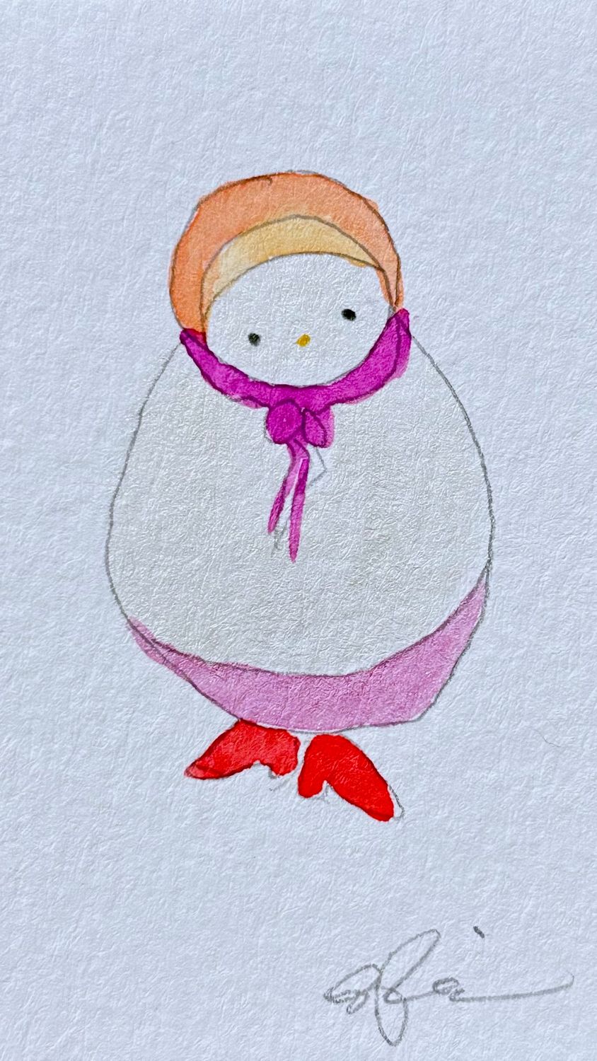 Joyful watercolor artwork celebrating lesbian queer community, hand-painted in red orange white in a playful style