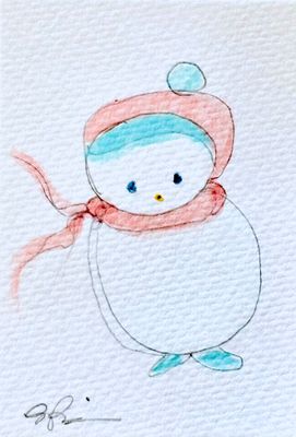 Joyful watercolor artwork celebrating transgender queer community, hand-painted in pink, white and blue in a playful style