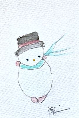 Joyful watercolor artwork celebrating transgender queer community, hand-painted in pink, white and blue in a playful style