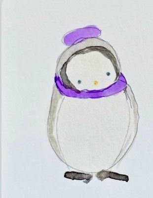 Joyful watercolor artwork celebrating ACE queer community, hand-painted in black, purple and grey in a playful style