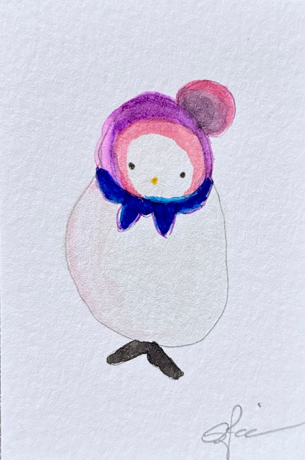 Joyful watercolor artwork celebrating gender-fluid queer community, hand-painted in purple blue black pink in a playful style