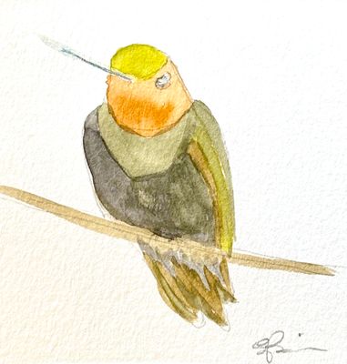 Whimsical Watercolor Painting - Hummingbird
