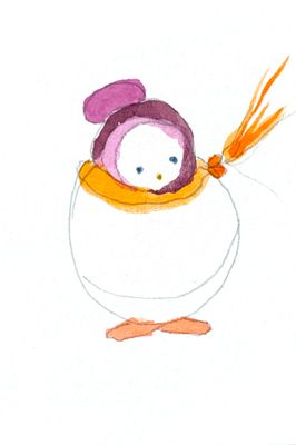 Joyful watercolor artwork celebrating lesbian queer community, hand-painted in red orange white in a playful style