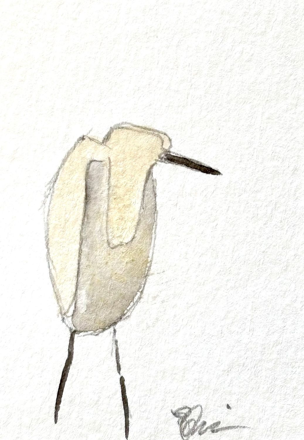 Whimsical Watercolor Painting - Great Blue Heron