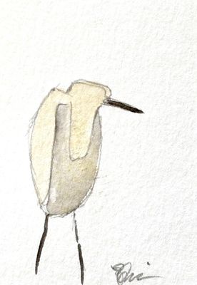 Whimsical Watercolor Painting - Great Blue Heron