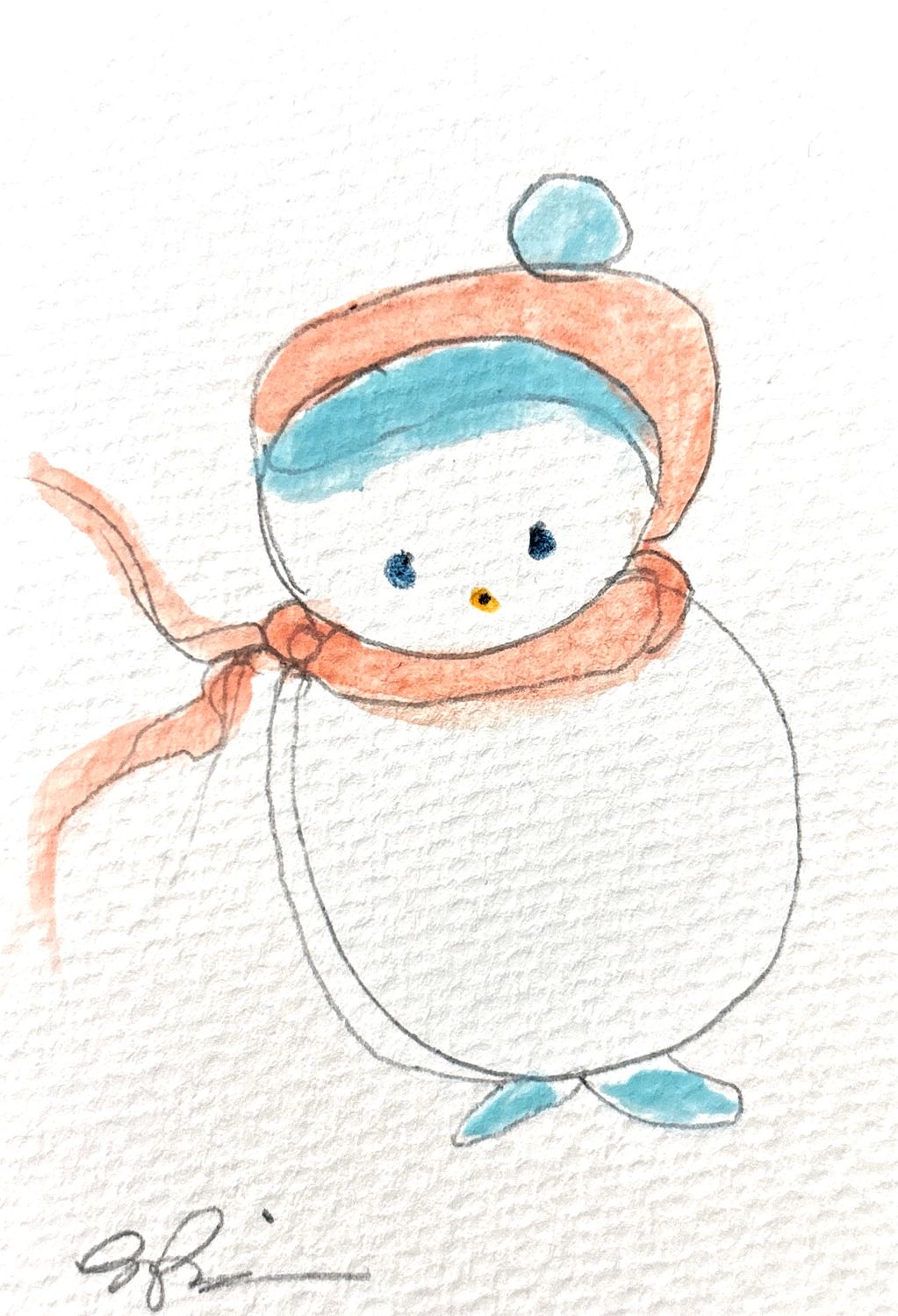 Joyful watercolor artwork celebrating transgender queer community, hand-painted in pink, white and blue in a playful style