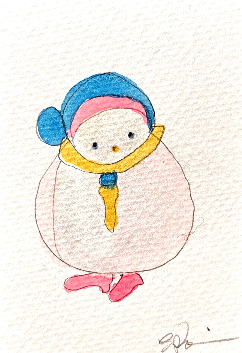 Joyful watercolor artwork celebrating pan-sexual queer community, hand-painted in yellow pink and blue in a playful style