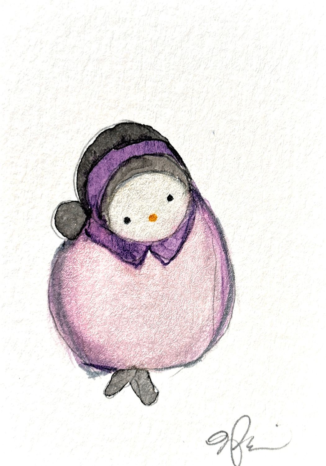 Joyful watercolor artwork celebrating ACE queer community, hand-painted in black, purple and grey in a playful style