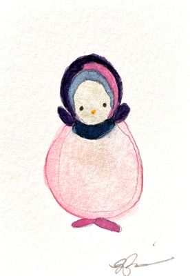 Joyful watercolor artwork celebrating bi-sexual queer community, hand-painted in purple, blue and pink in a playful style