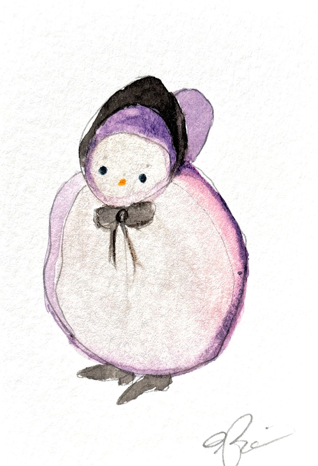 Joyful watercolor artwork celebrating ACE queer community, hand-painted in black, purple and grey in a playful style