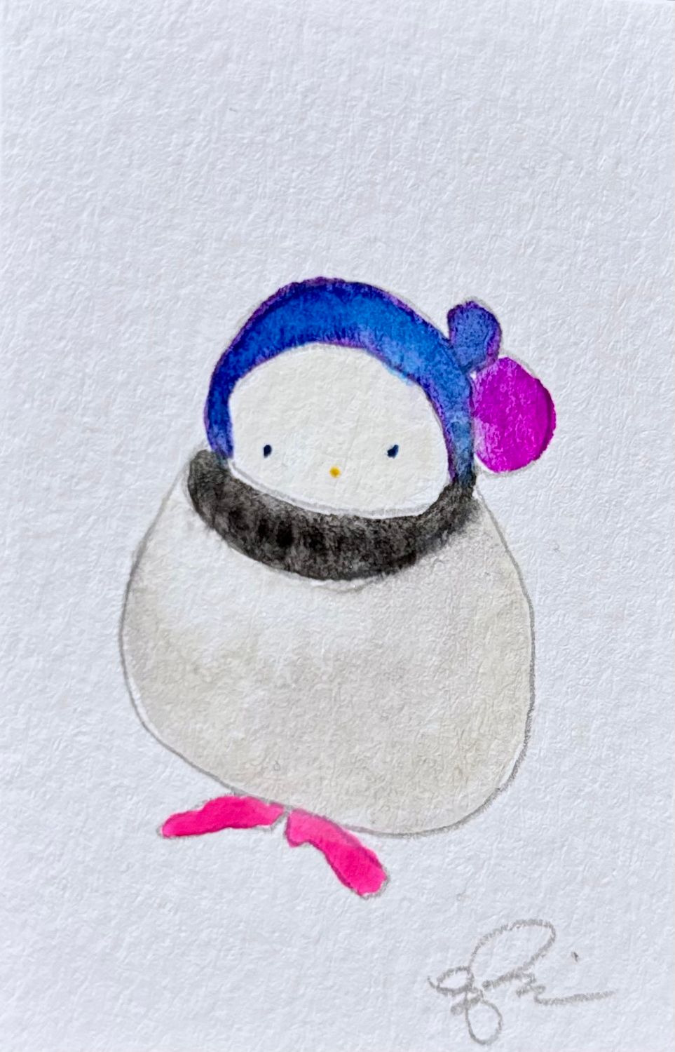 Joyful watercolor artwork celebrating gender-fluid queer community, hand-painted in purple blue black pink in a playful style