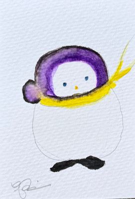 Joyful watercolor artwork celebrating non-binary queer community, hand-painted in yellow purple and black in a playful style
