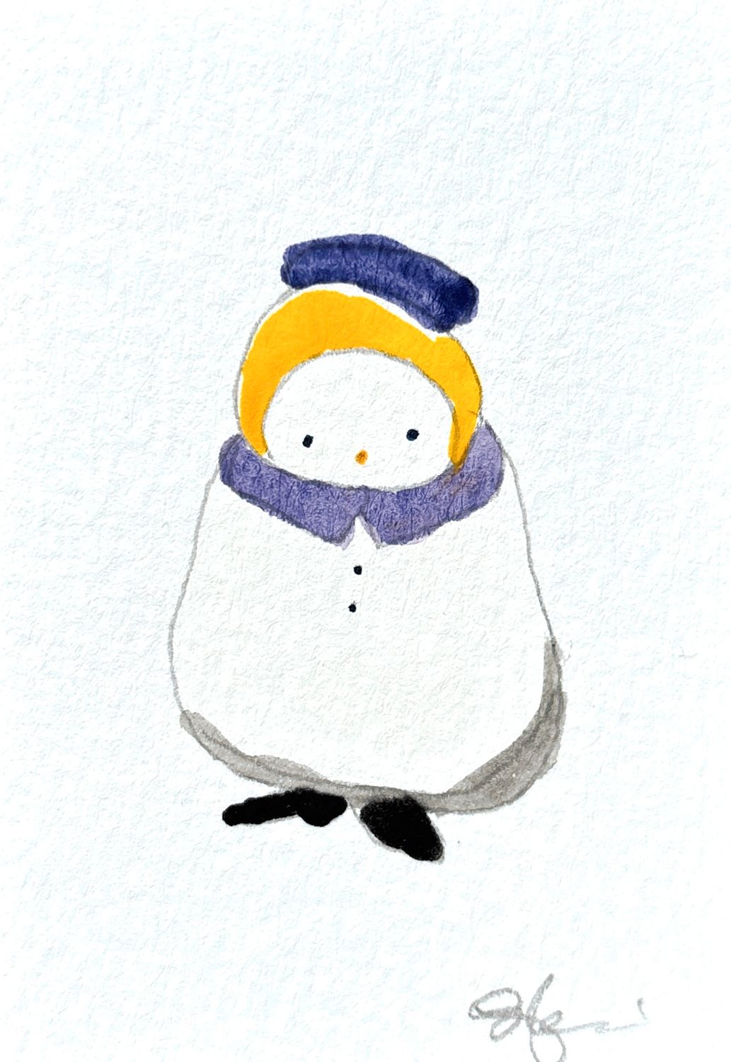 Joyful watercolor artwork celebrating non-binary queer community, hand-painted in yellow purple and black in a playful style