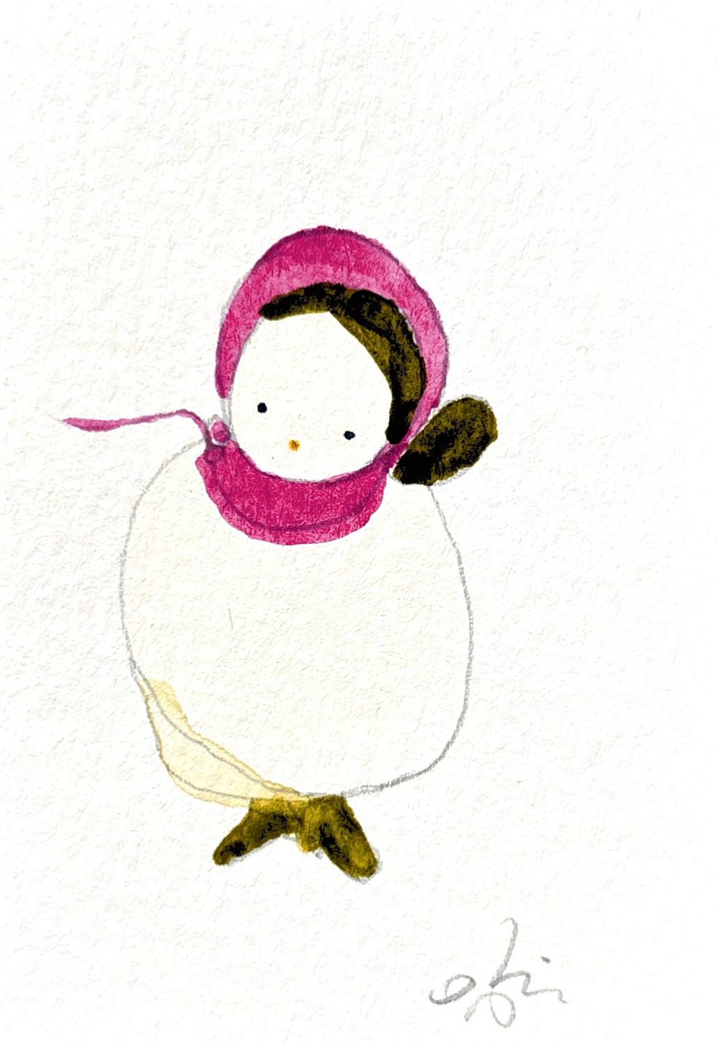 Joyful watercolor artwork celebrating gender-queer community, hand-painted in purple, green and white in a playful style