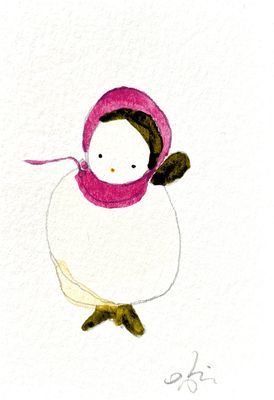 Joyful watercolor artwork celebrating gender-queer community, hand-painted in purple, green and white in a playful style