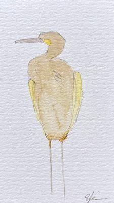 Minimalist watercolor sandhill crane bird illustration, small original hand-painted artwork
