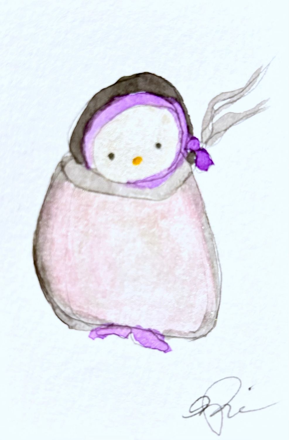 Joyful watercolor artwork celebrating ACE queer community, hand-painted in black, purple and grey in a playful style
