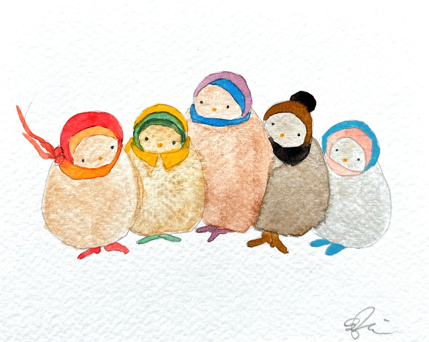 Joyful watercolor Valentine Greeting card celebrating gay, queer, pride, rainbow community, love hand-painted greeting card