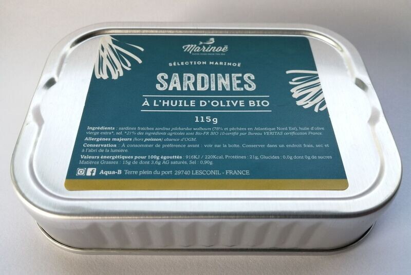 SARDINES HUILE OLIVE BIO 115G