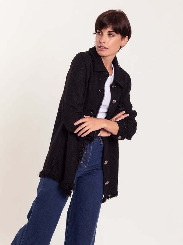 Chaqueta tweed negra