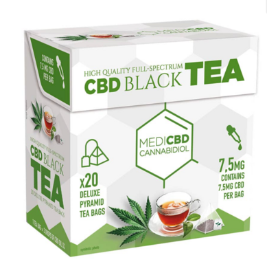 Chá "Black Tea" (Caixa de 20 Saquinhos de Chá Pirâmide) – 7.5mg CBD