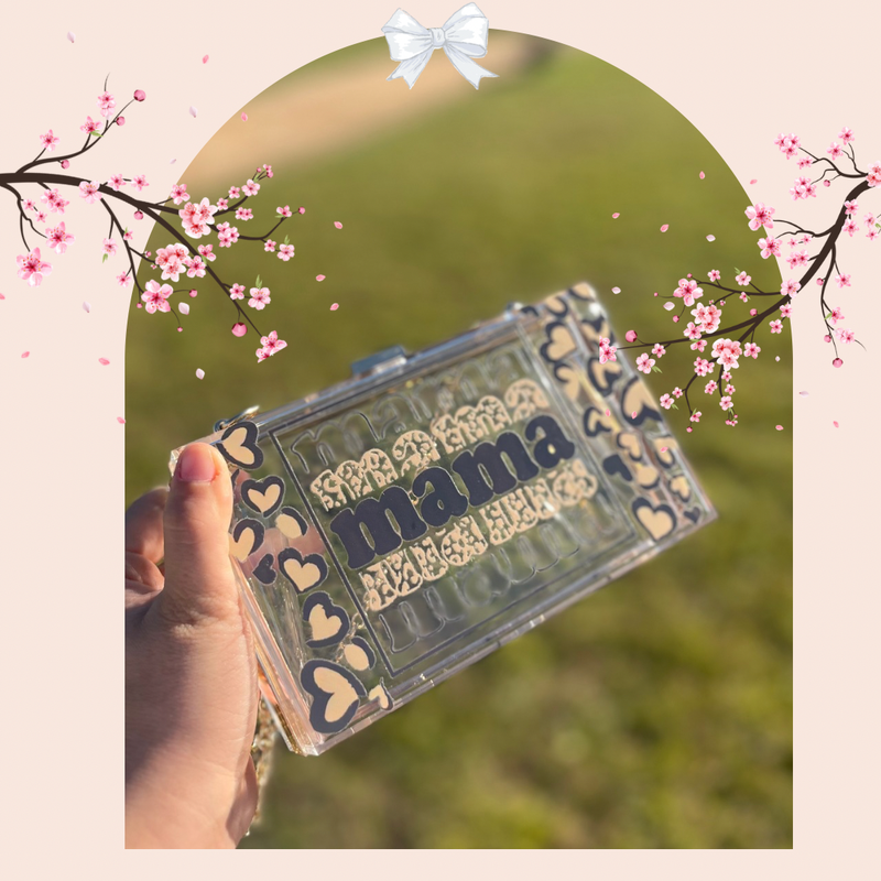 Sac acrylique boîte mama avec chaîne en bandoulière 