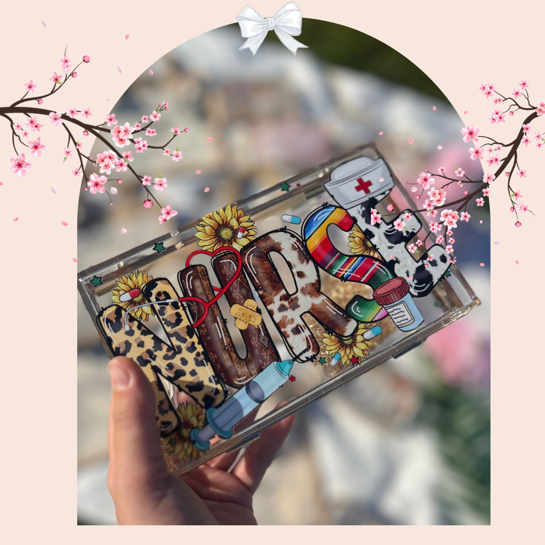 Sac boîte acrylique avec chaîne bandoulière 