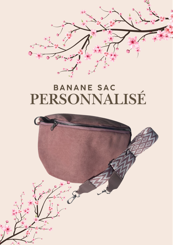 Sac banane rose daim personnalisable 
