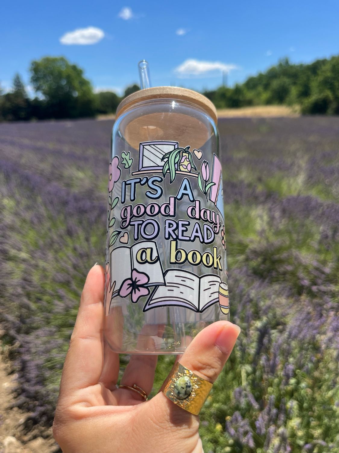 Gobelet en verre « It’s good day to read a book »