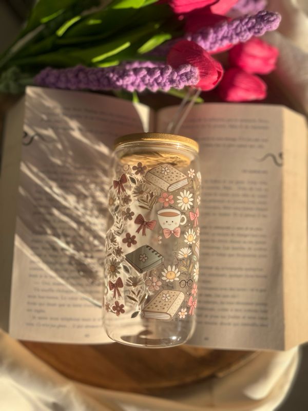 Gobelet en verre noeud/ books / carnet 
