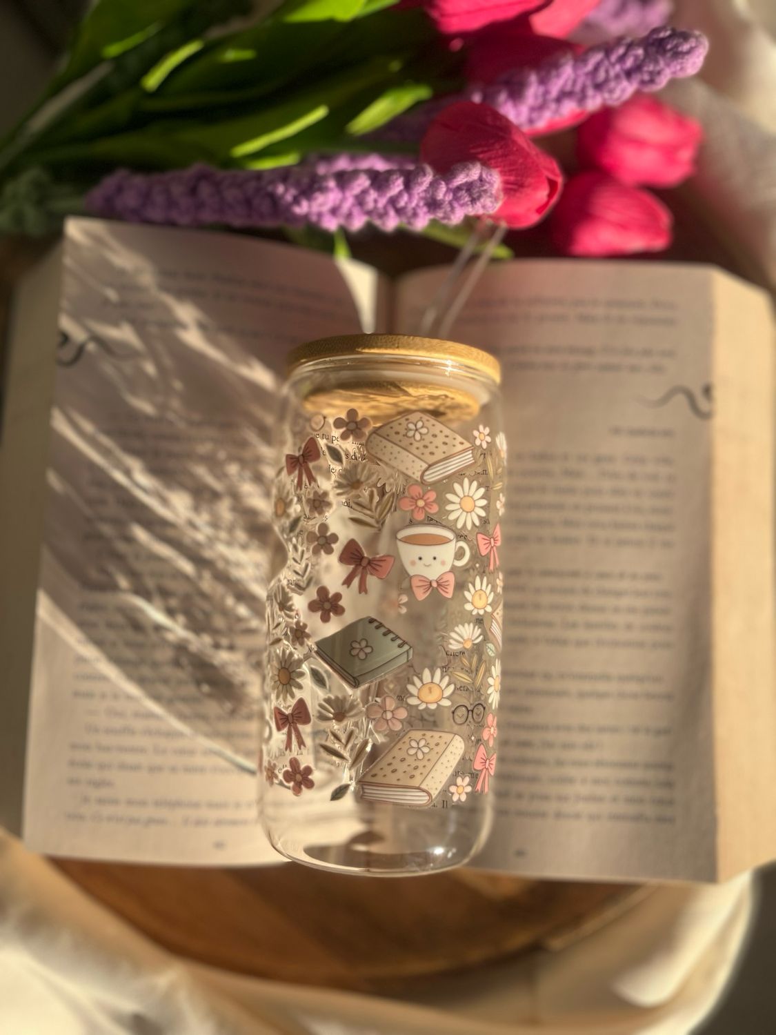 Gobelet en verre noeud/ books / carnet 