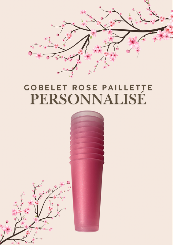 Gobelet rose à paillettes sans marque 