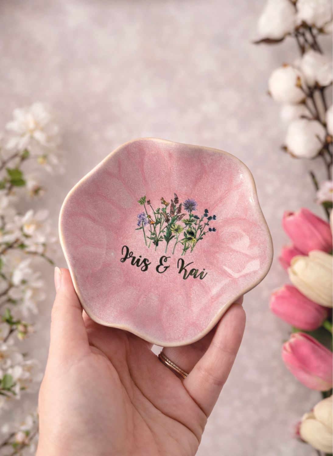 Petite décoration soucoupe : Iris et Kai thème fleuri ✨