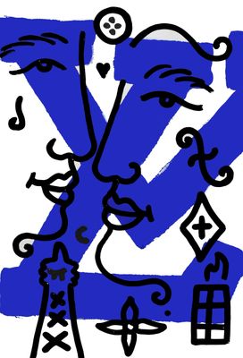 "Louis Vuitton Bleu sur Blanc"