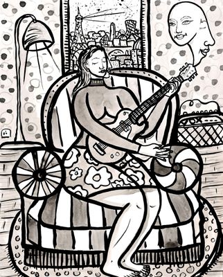 "Guitariste sur un fauteuil" Print